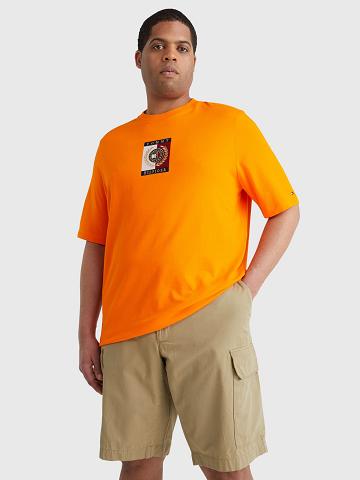 Férfi Tommy Hilfiger Icon big and tall square logo Póló Narancssárga | HU 828JPQ